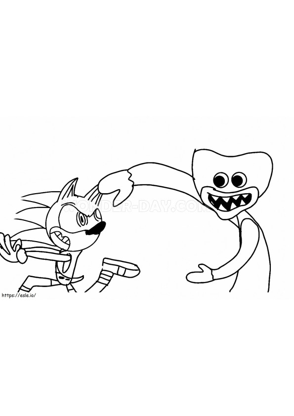 Sonic dan Huggy Wuggy Gambar Mewarnai