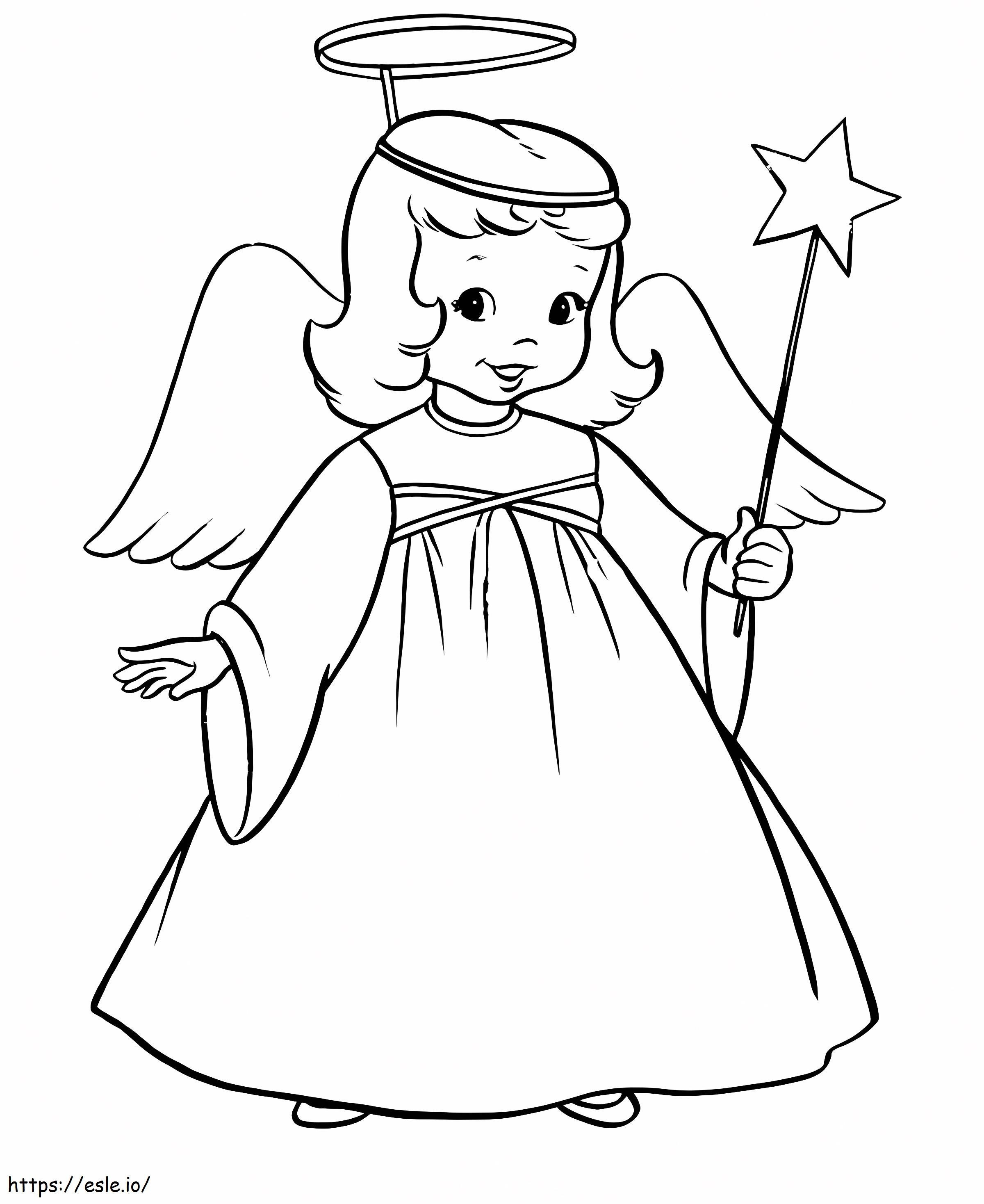 Wingled Angel With Magic Wand coloring page