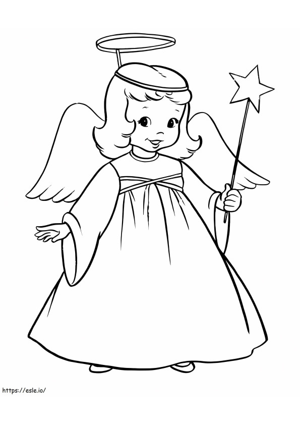 Wingled Angel With Magic Wand coloring page