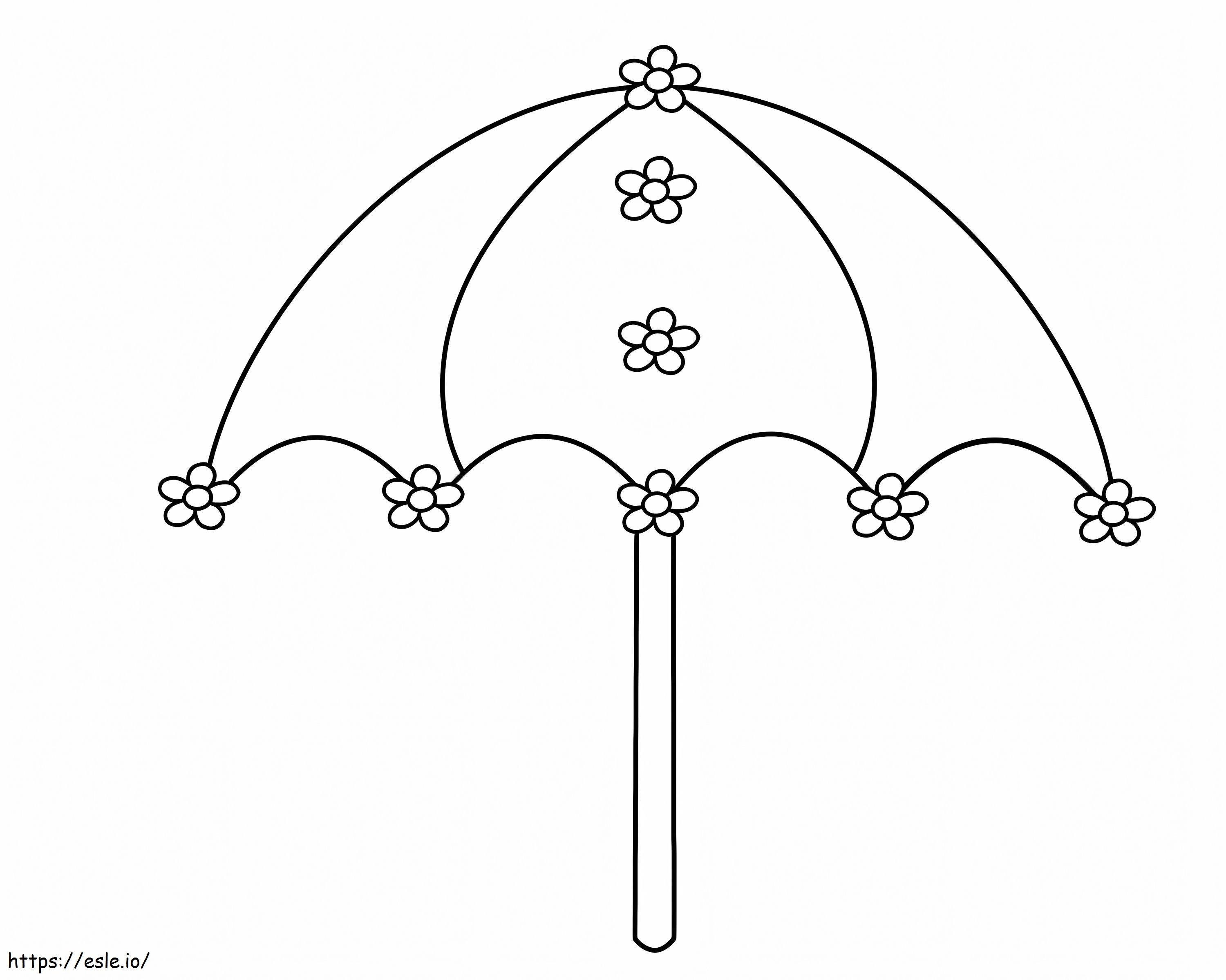Payung Dengan Bunga Gambar Mewarnai