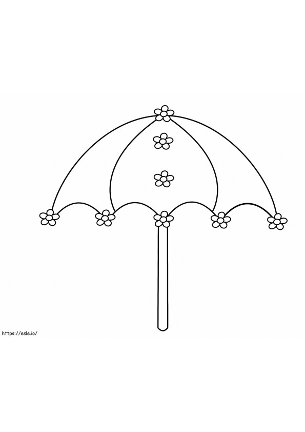 Sateenvarjo kukilla värityskuva