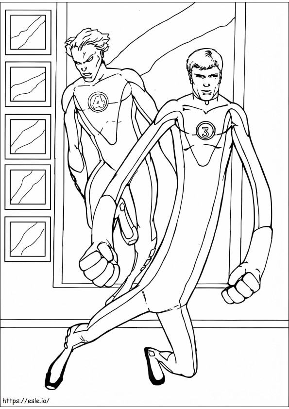 Human Torch And Mr. Fantastic coloring page