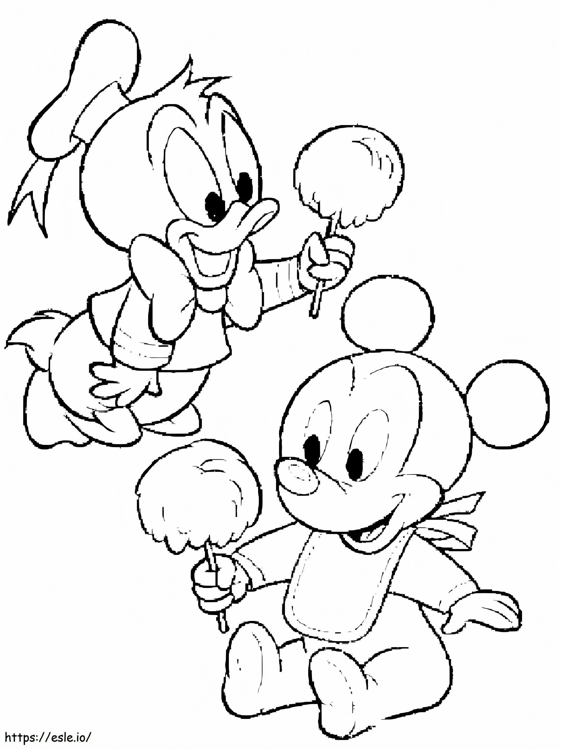 Coloriage Disney Bébés Mickey Et Donald à imprimer dessin