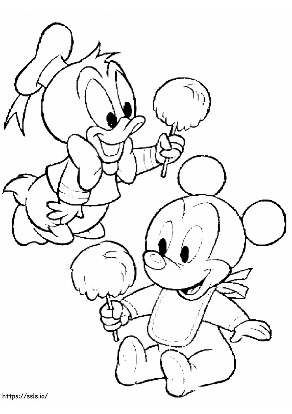 Bebês Disney Mickey e Donald para colorir
