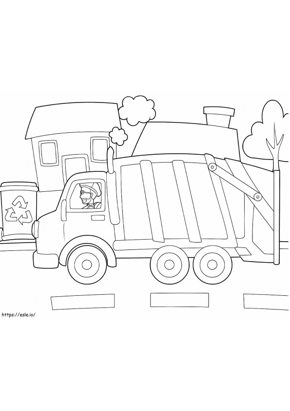 Blippi conduciendo un camión de basura para colorear