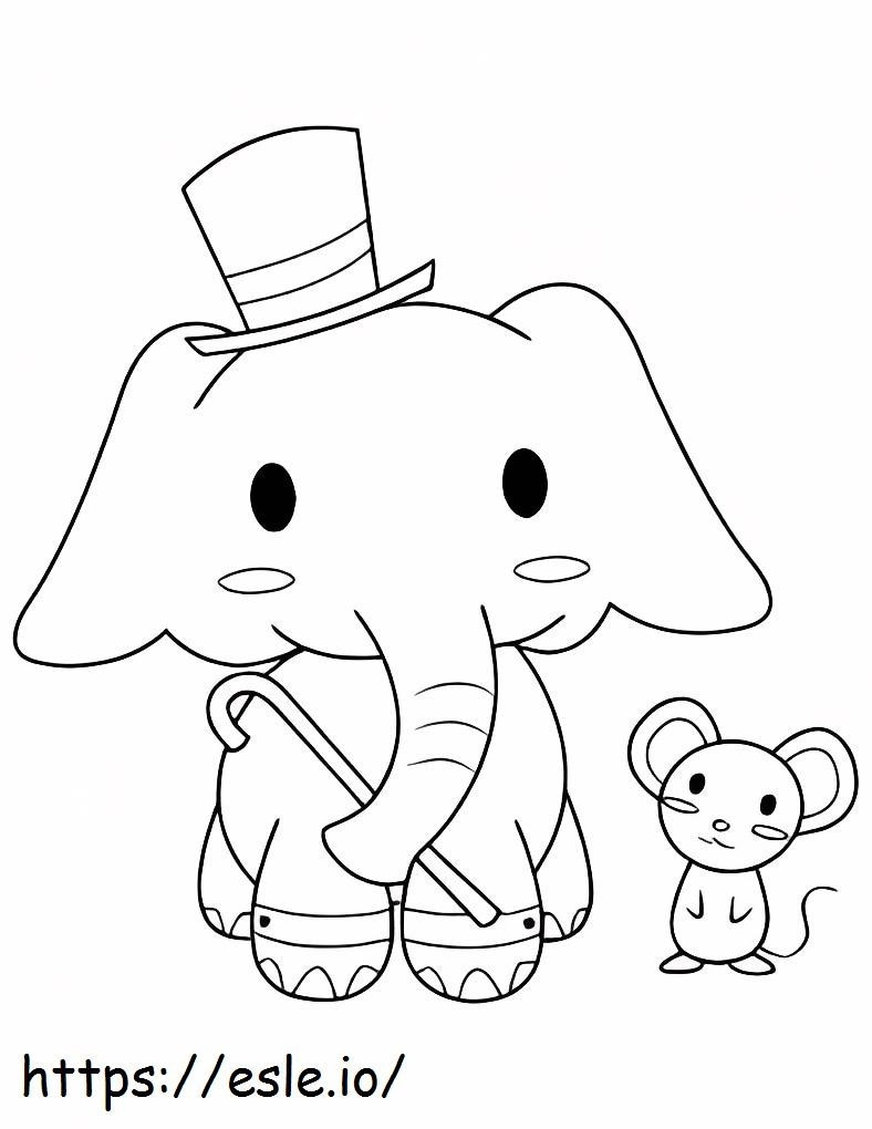 Elefante e rato para colorir