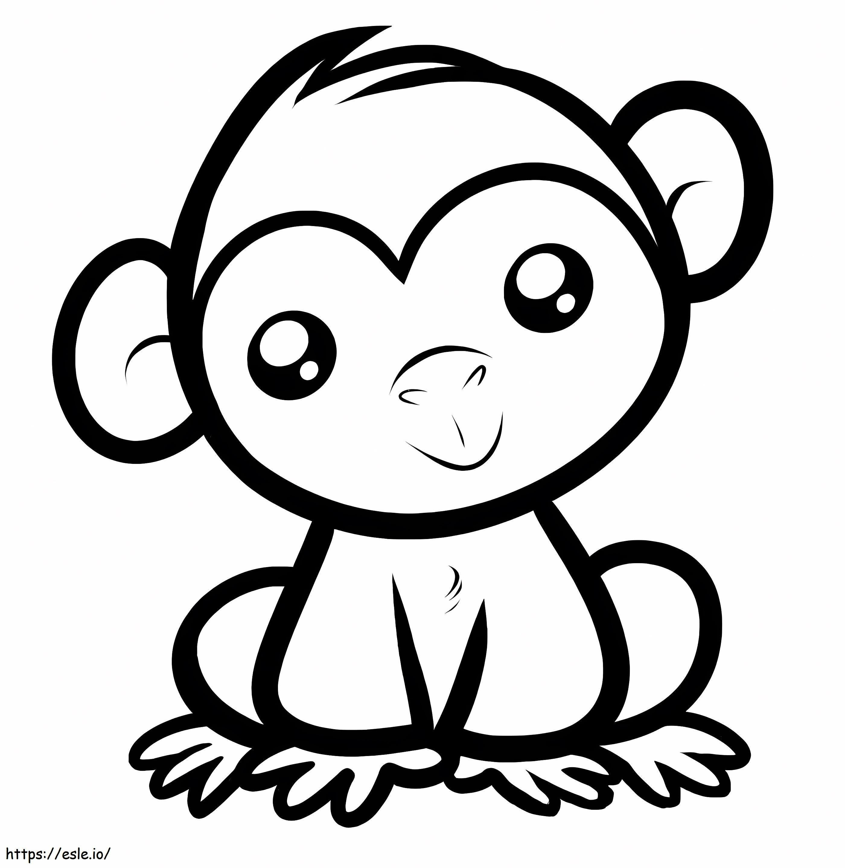 Macaco fácil sorrindo para colorir