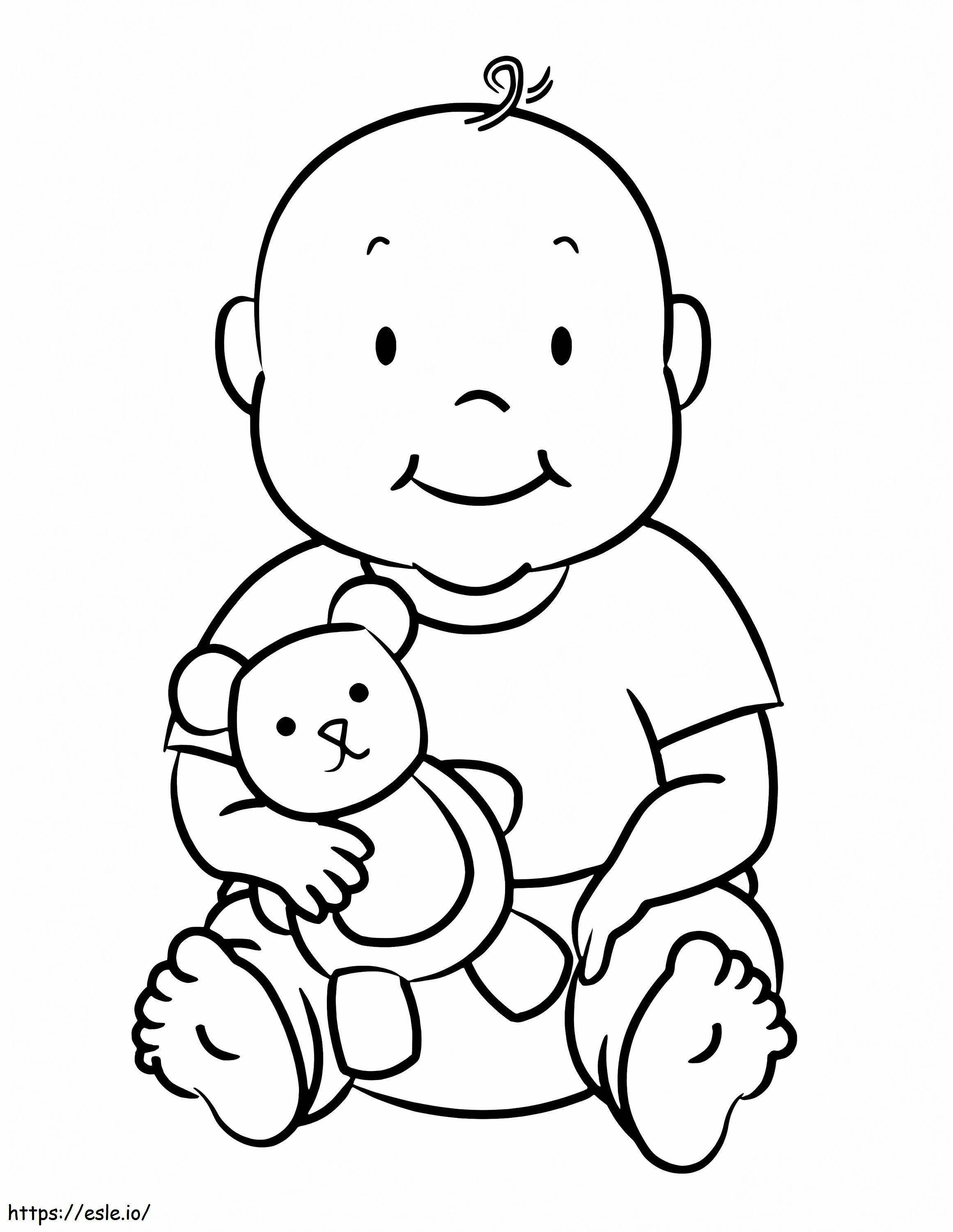 Baby And Teddy coloring page