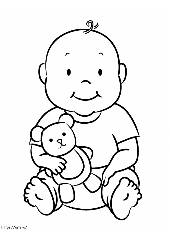 Coloriage Bébé et Teddy à imprimer dessin