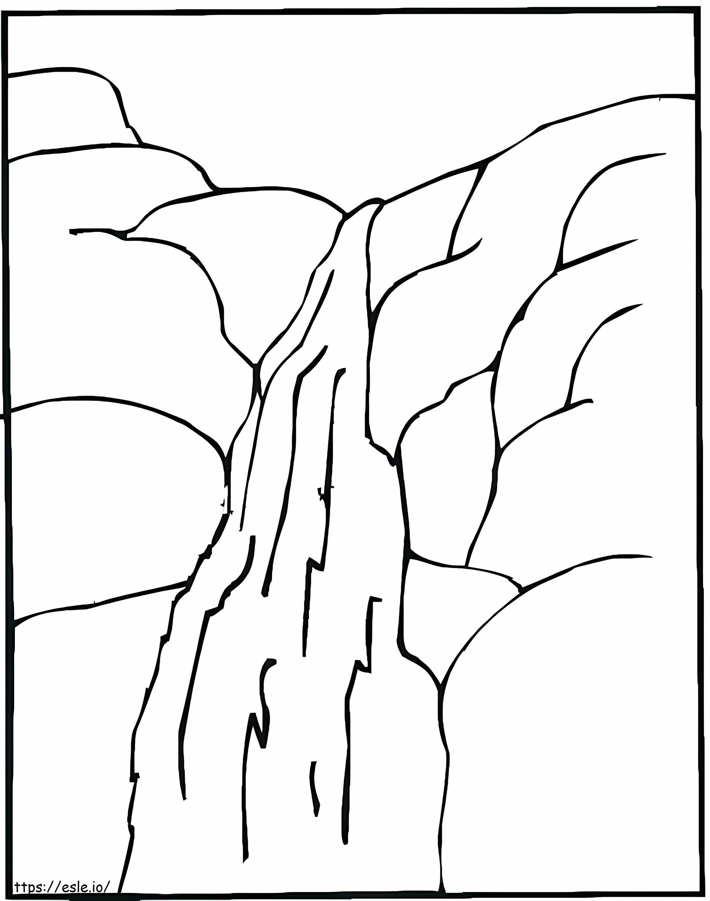 Mountain Waterfall coloring page