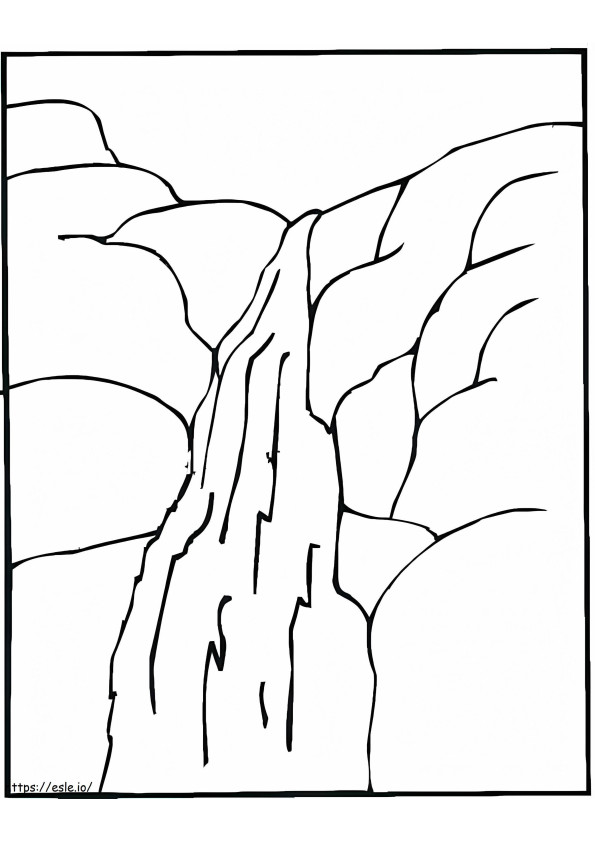 Berg waterval kleurplaat