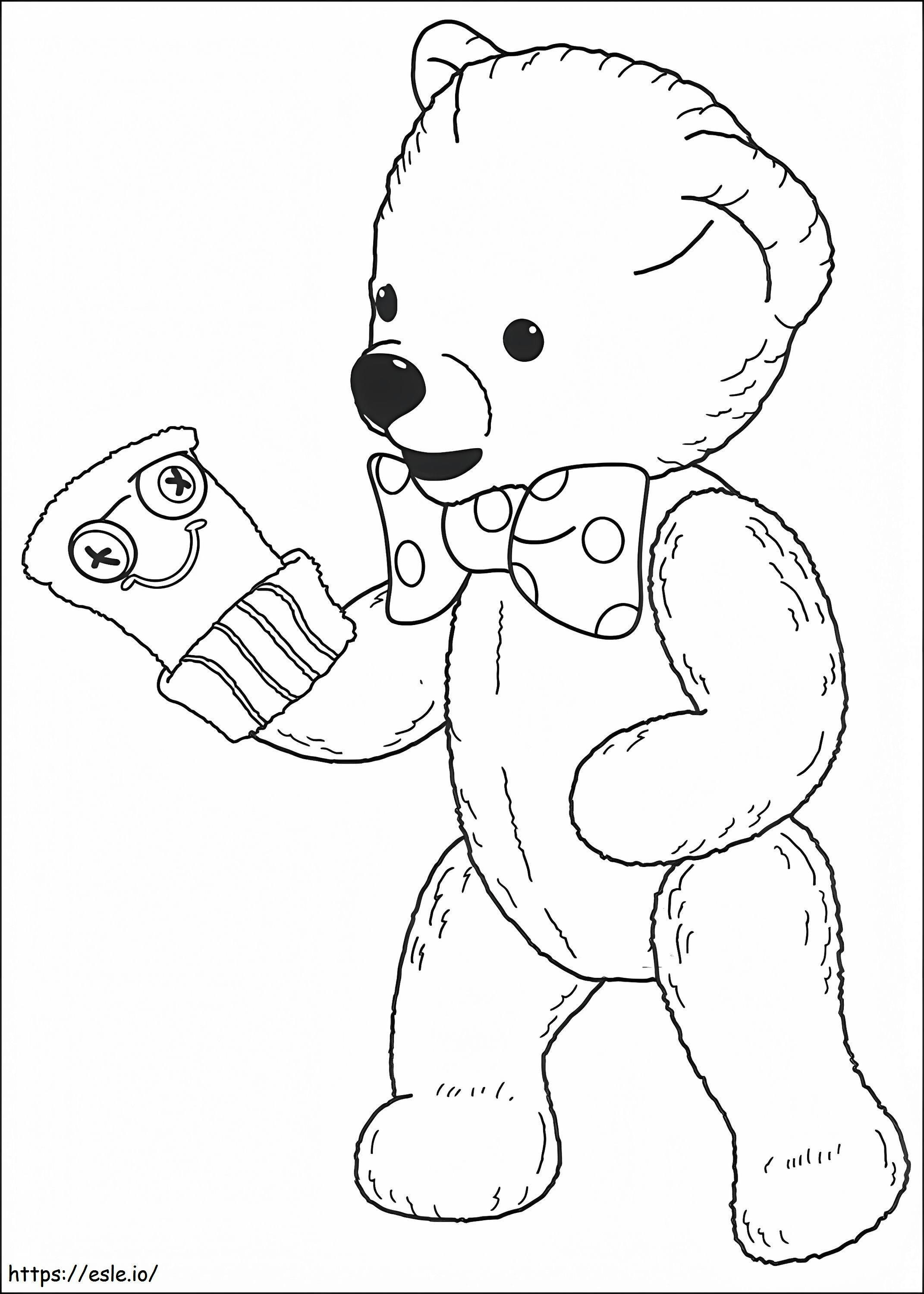1533354988 Teddy With Puppet A4 coloring page