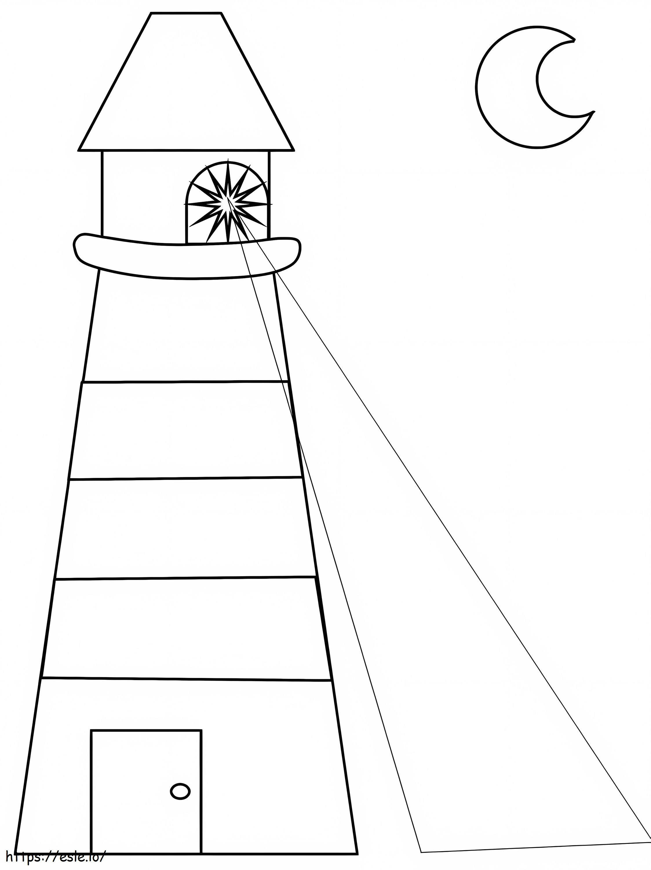 Lighthouse And Moon coloring page