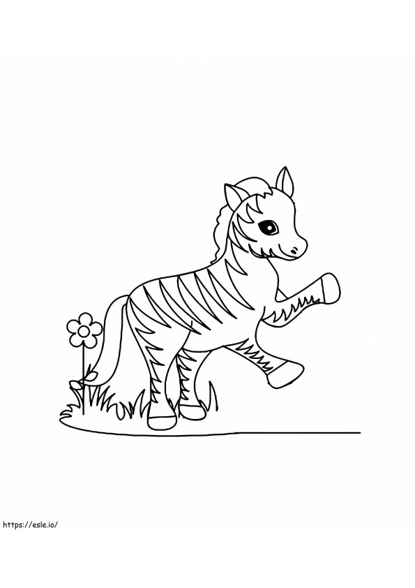 Zebra With Flower And Grass coloring page