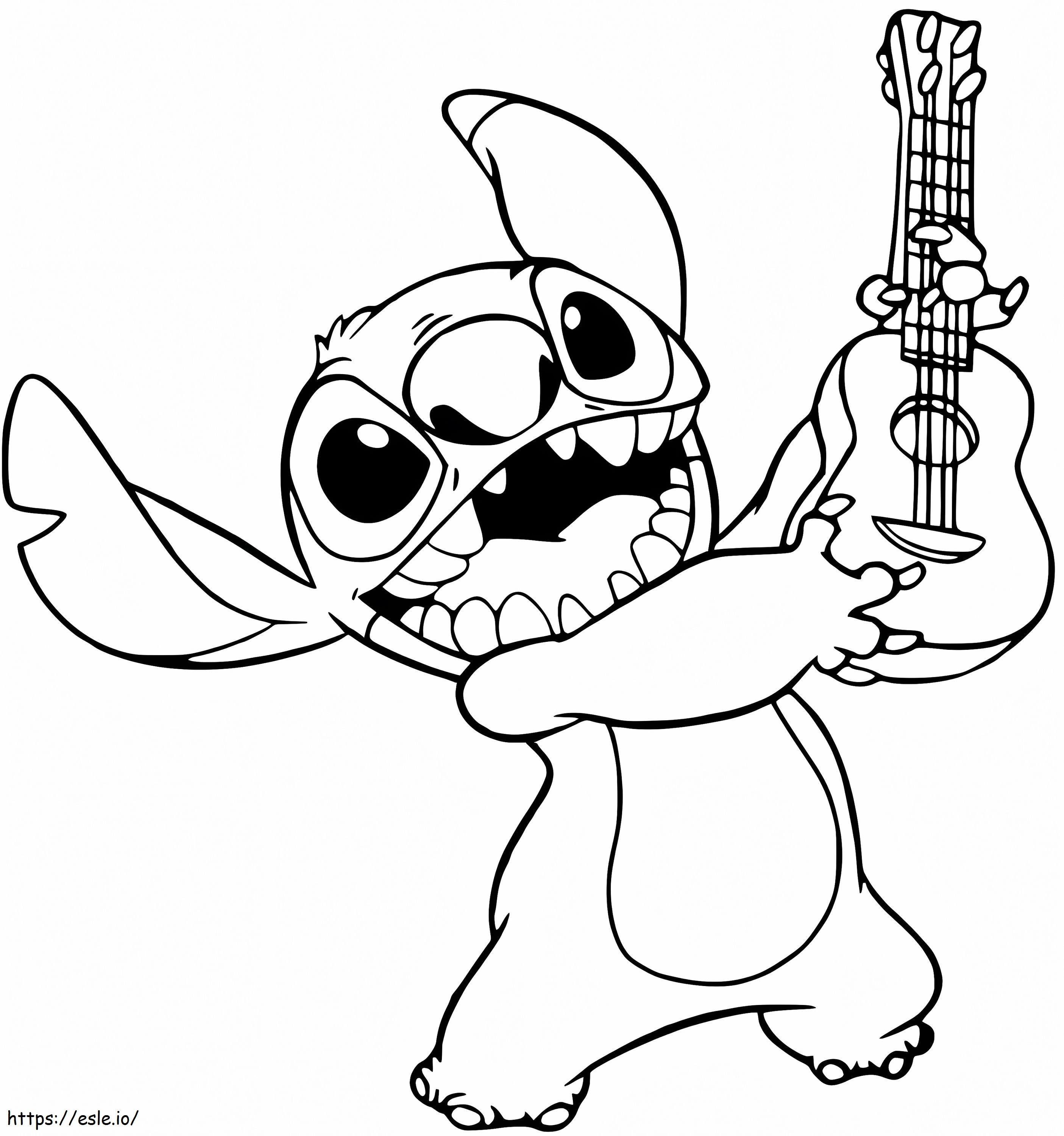 Stitch A La Guitare coloring page