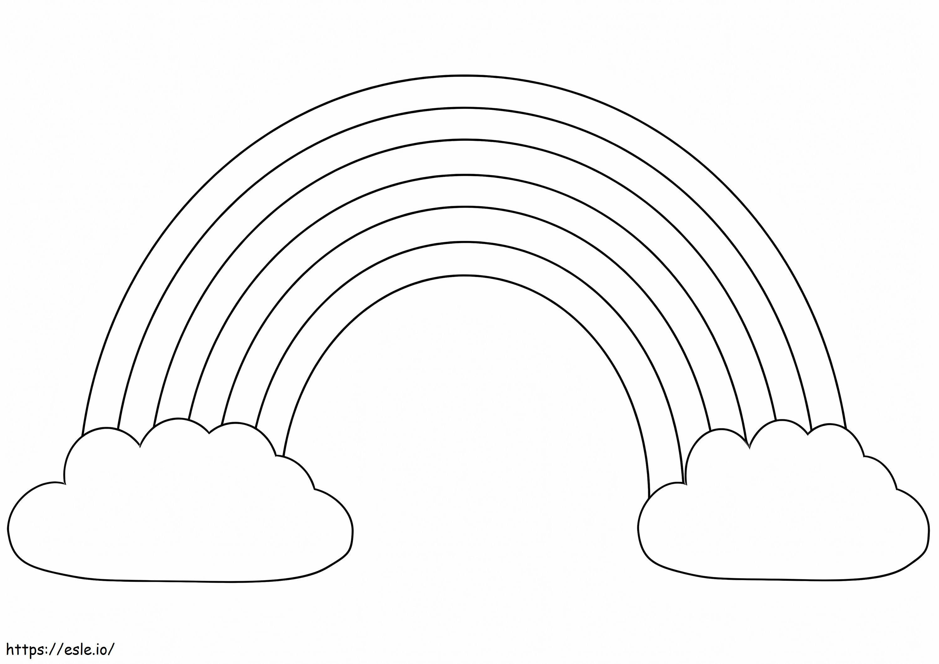 Rainbow And Clouds For Free coloring page