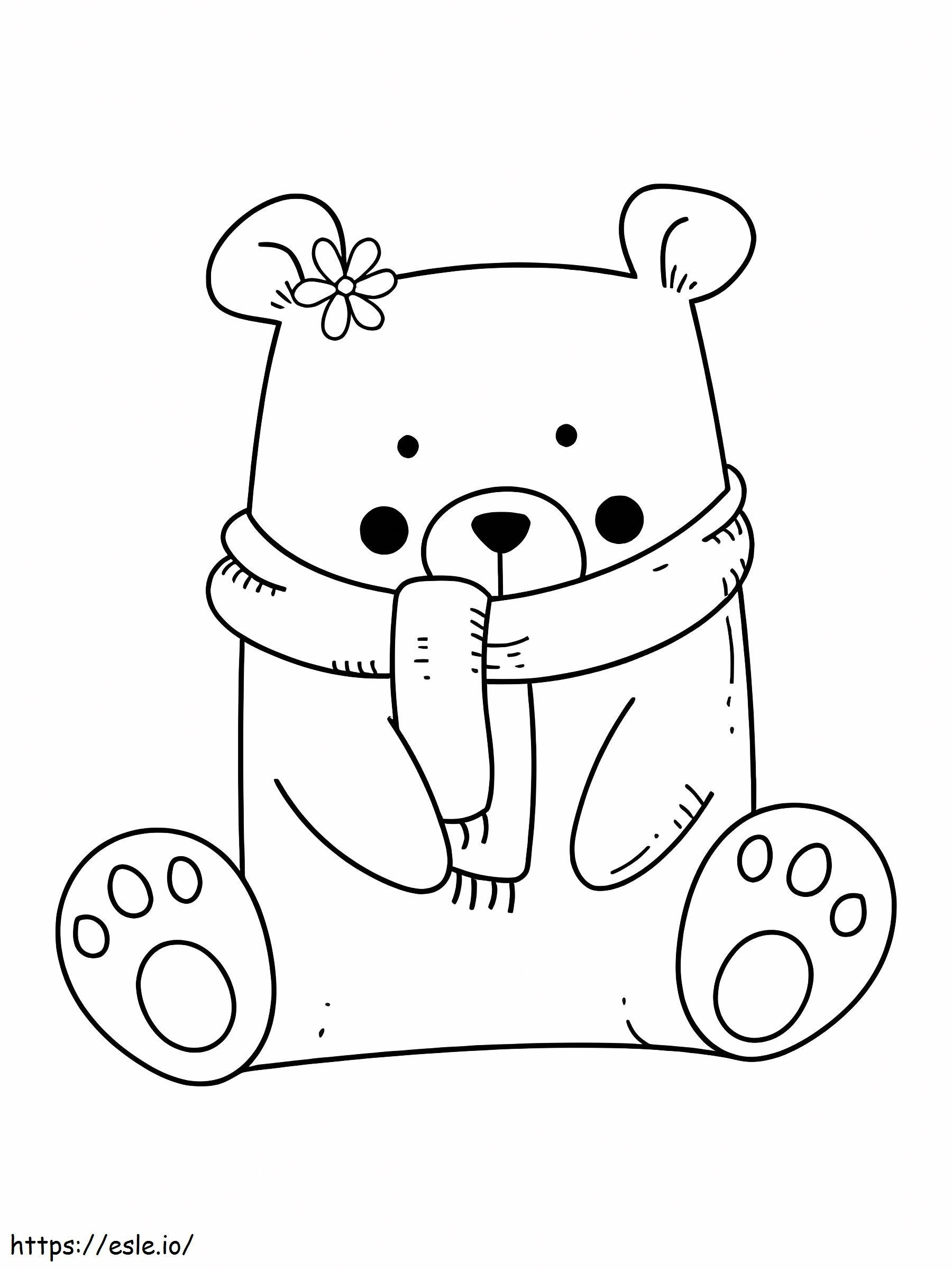 Kawaii Bear Sitting coloring page