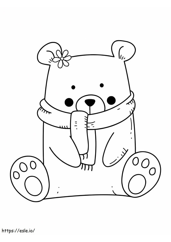 Urso Kawaii sentado para colorir