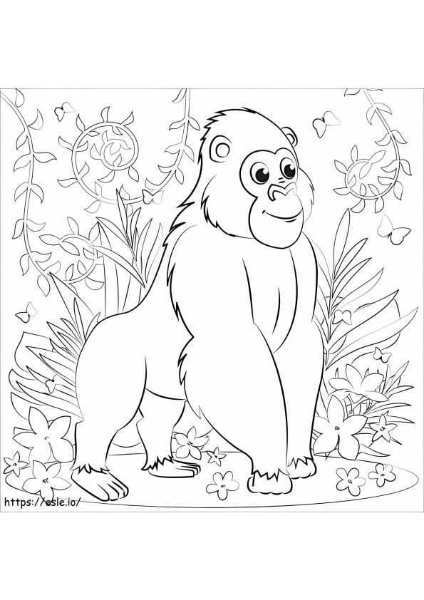 Coloriage Petit gorille souriant à imprimer dessin