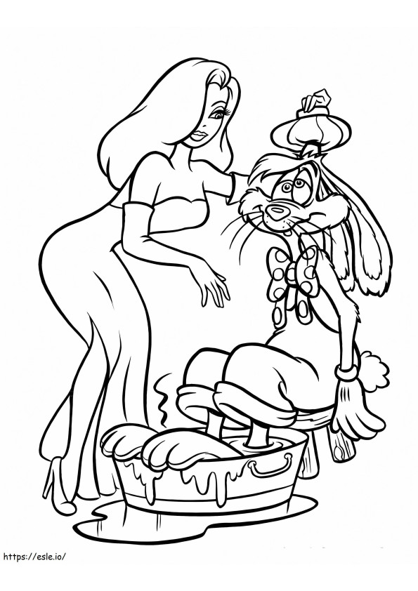 Jessica și Roger Rabbit de colorat
