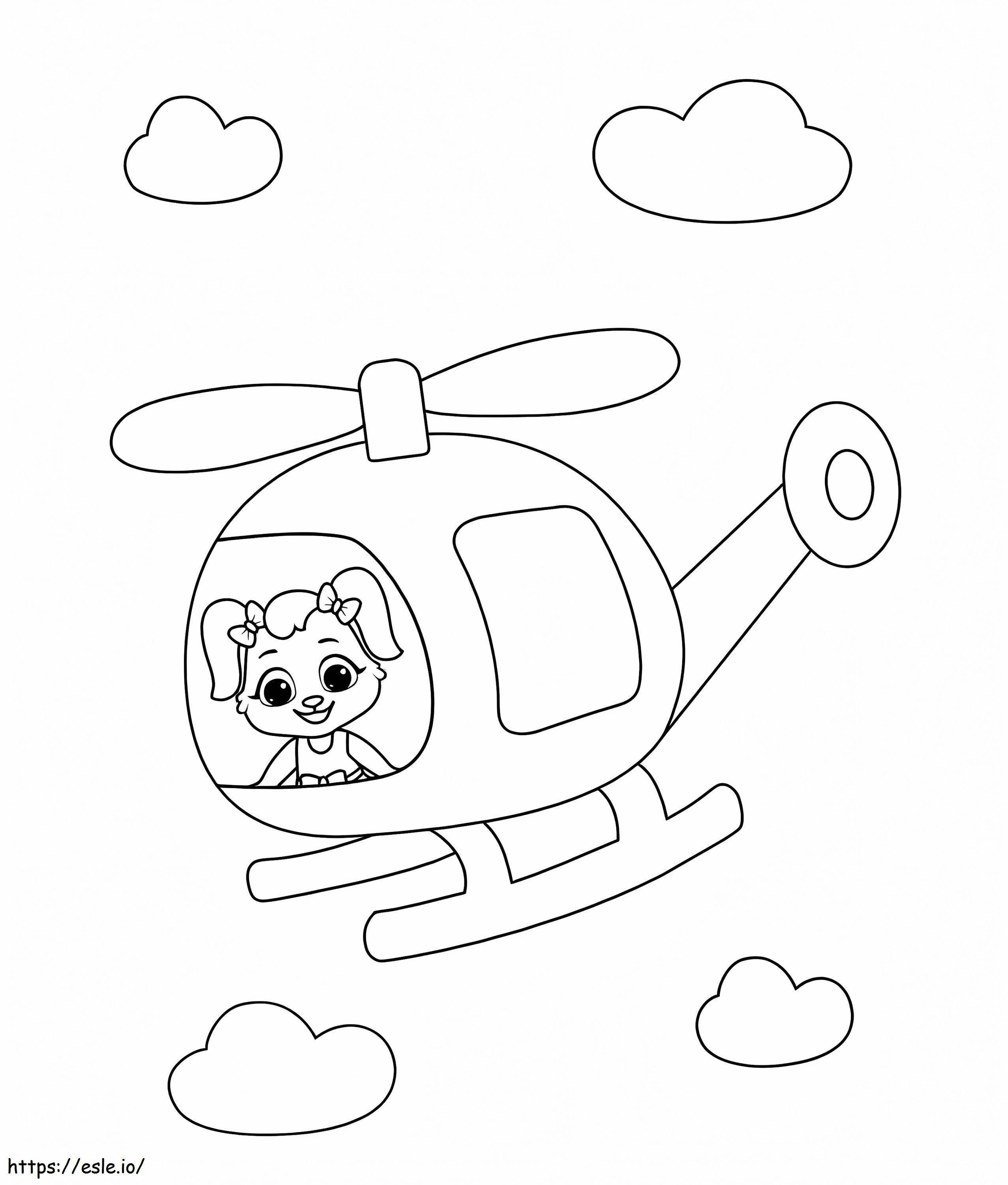 ヘリコプターに乗る犬 ぬりえ - 塗り絵