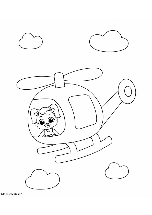 Câine într-un elicopter de colorat