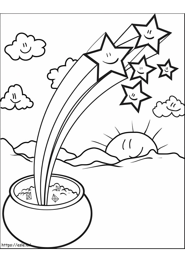 Stars With Pot Of Gold coloring page