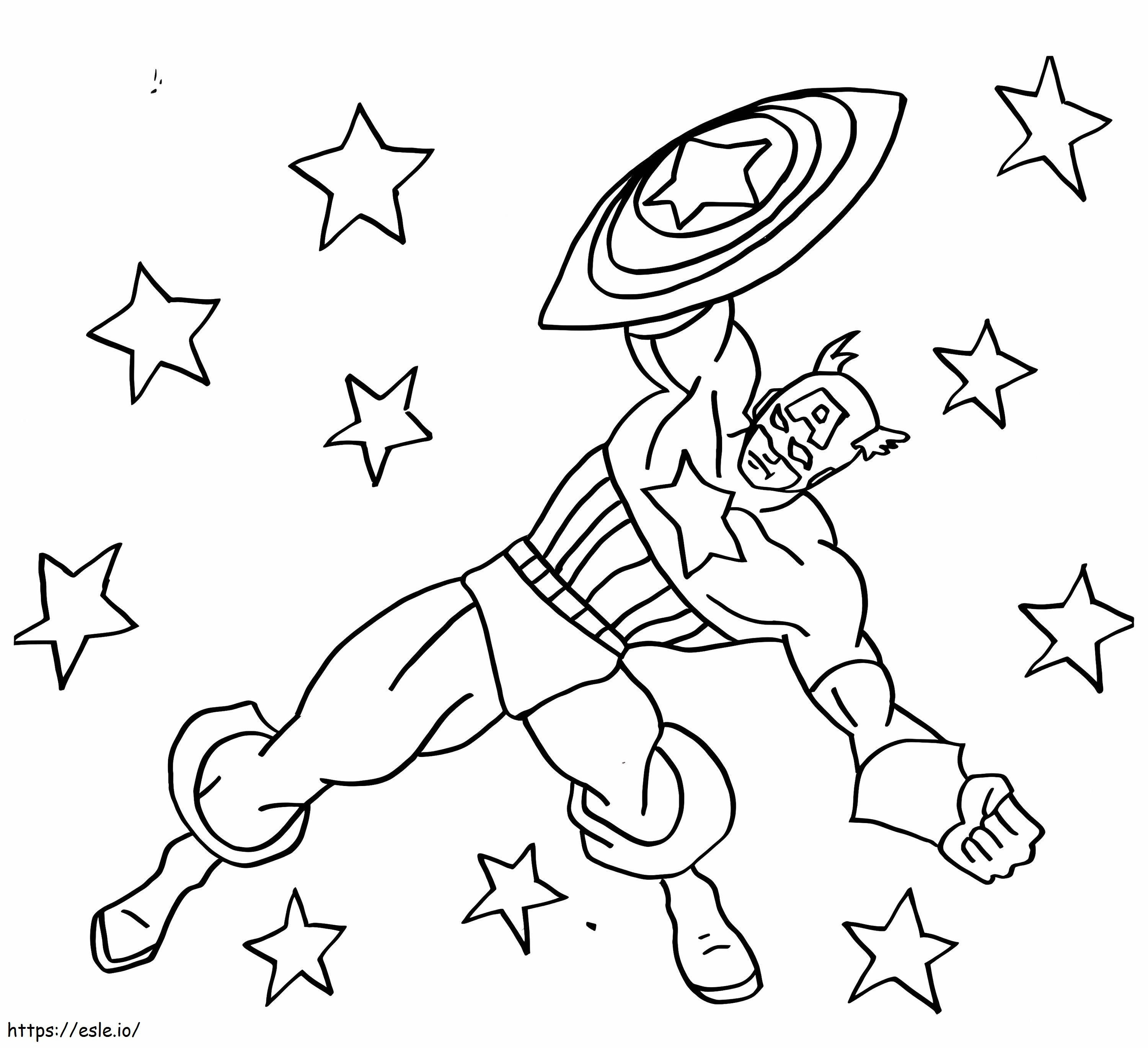 Captain America And Star coloring page