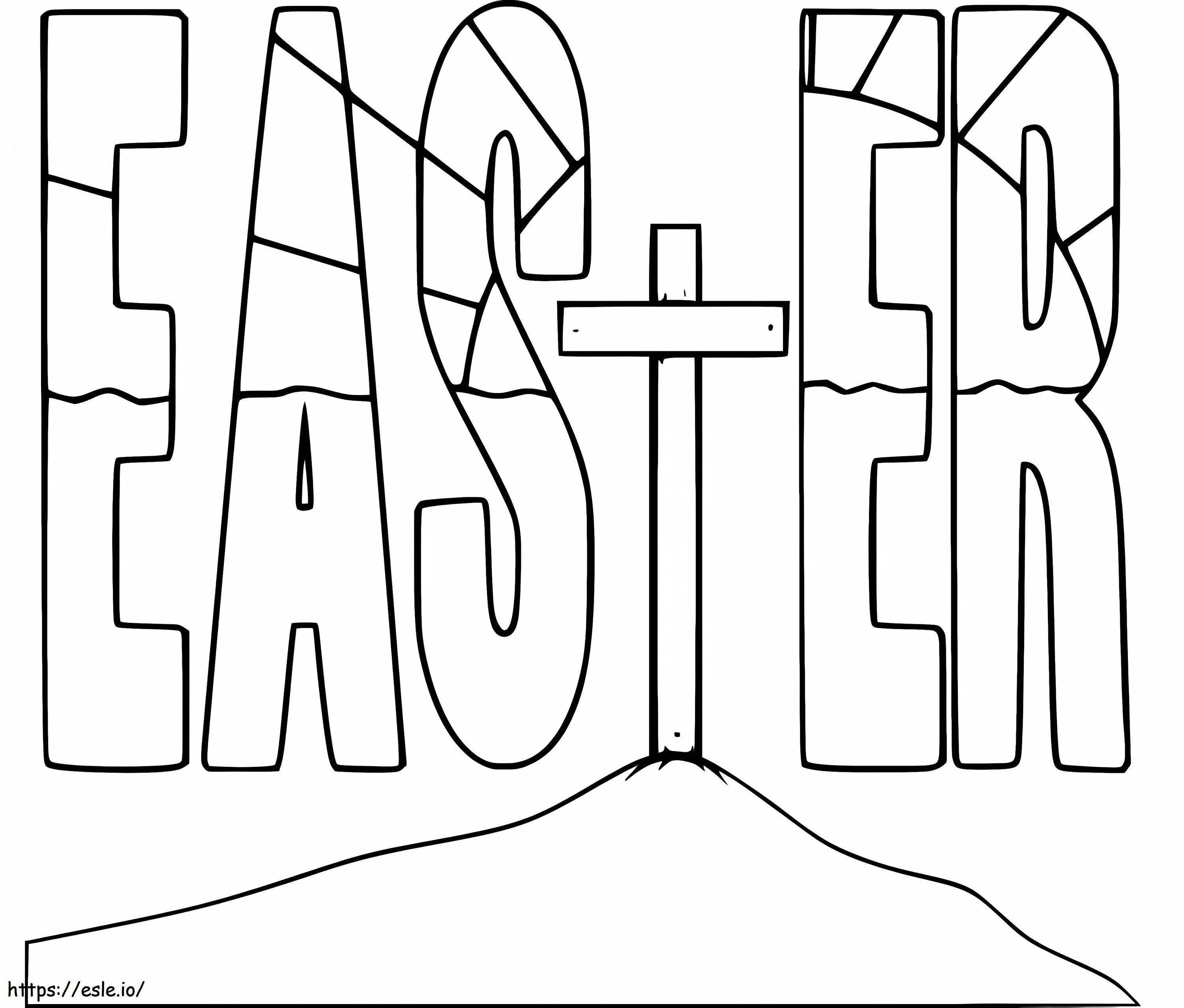 Easter Cross Doodle coloring page