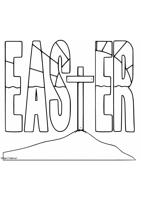 Easter Cross Doodle coloring page