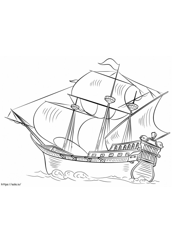 ガレオン船 ぬりえ - 塗り絵