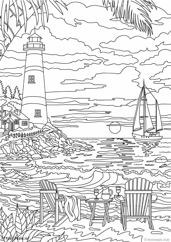 Lighthouse Scene coloring page