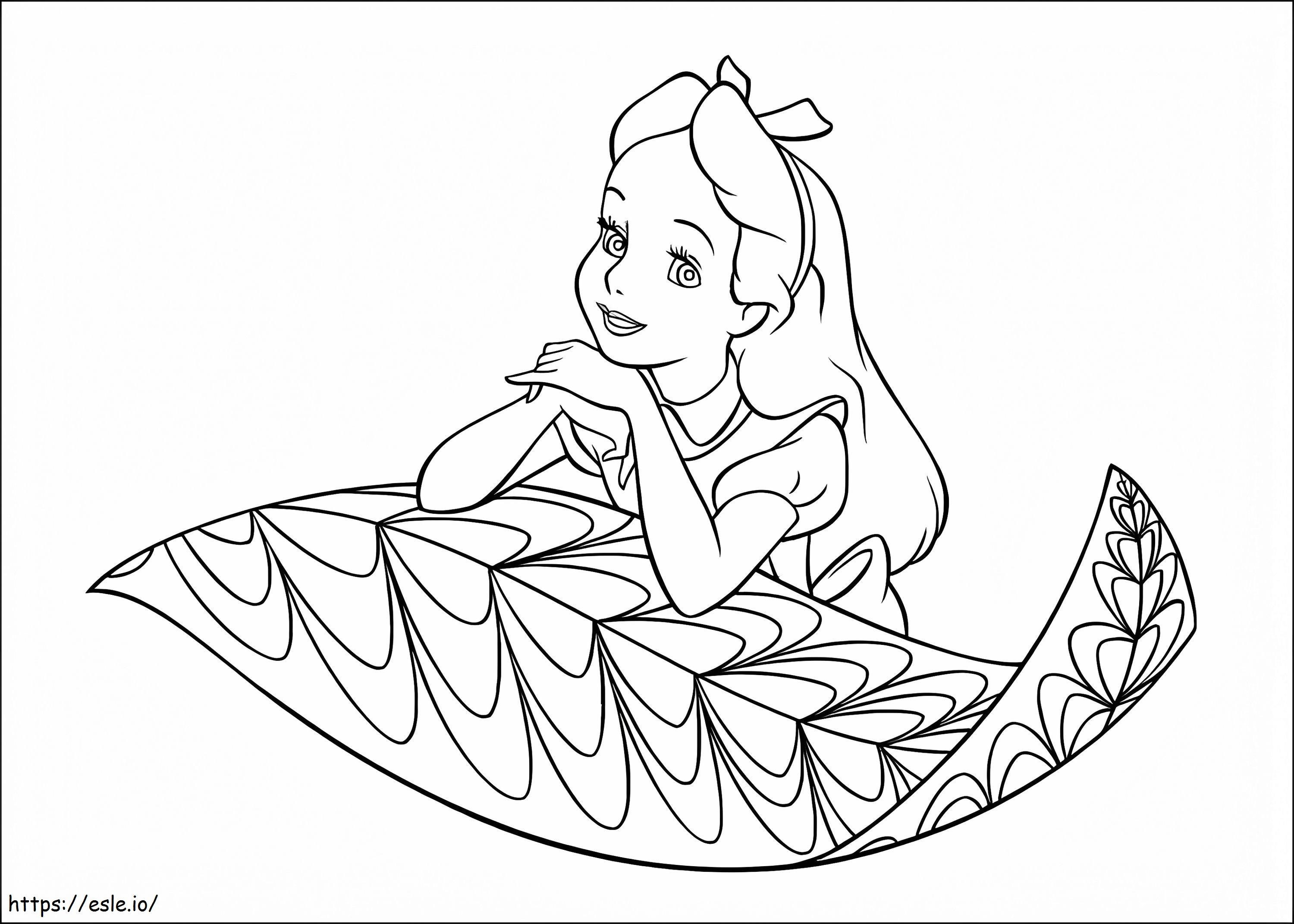 Coloriage Alice avec feuille à imprimer dessin