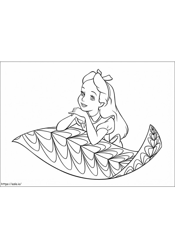 Coloriage Alice avec feuille à imprimer dessin
