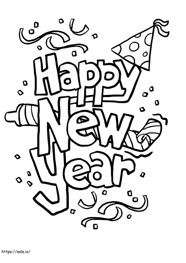 Happy New Year Party Design Coloring Page coloring page