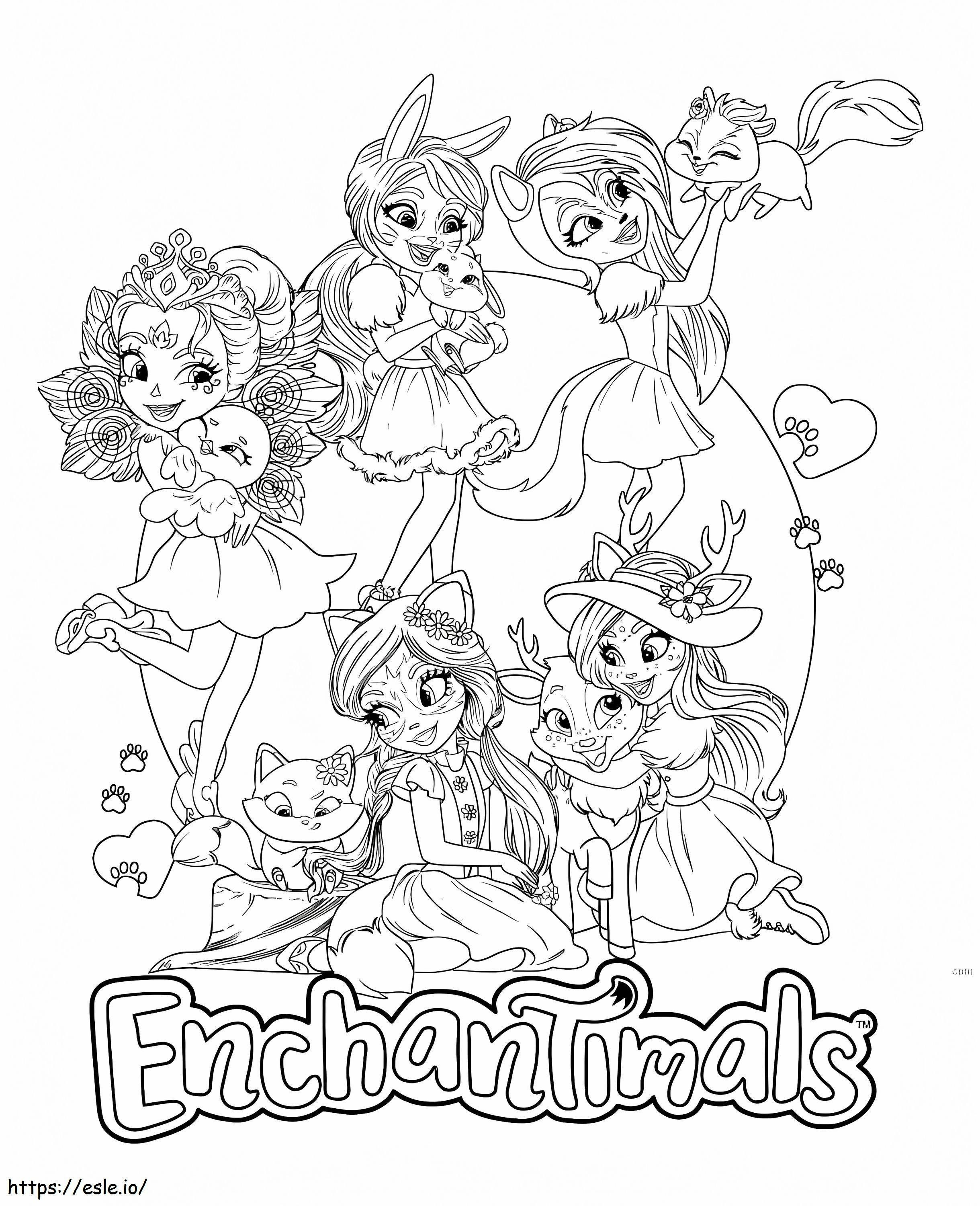 Characters From Enchantimals coloring page