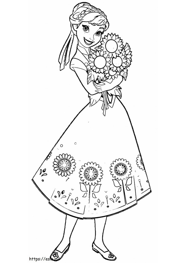 Anna With A Beautiful Bouquet coloring page