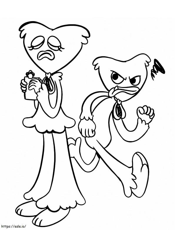 Huggy Wuggy With Kissy Missy coloring page