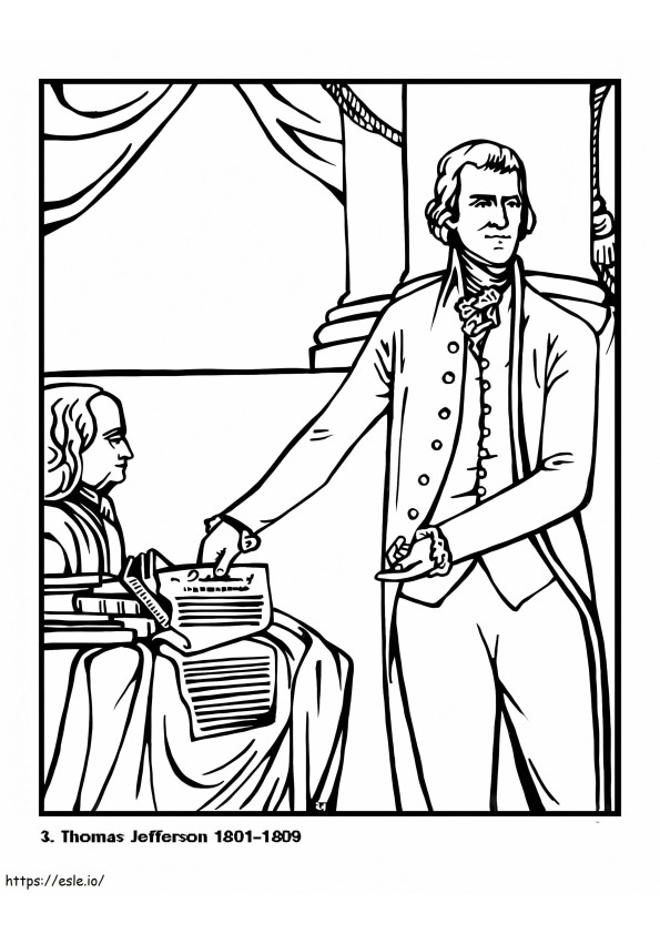 Prezydent Thomas Jefferson do druku kolorowanka