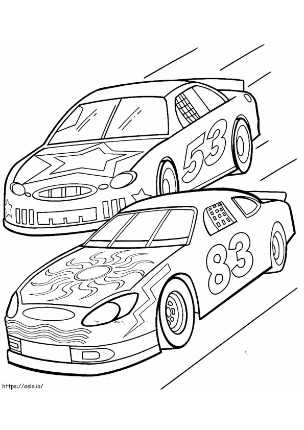Dois carros de corrida para colorir
