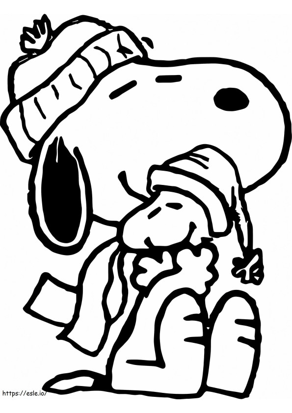 Coloriage Woodstock et Snoopy à imprimer dessin