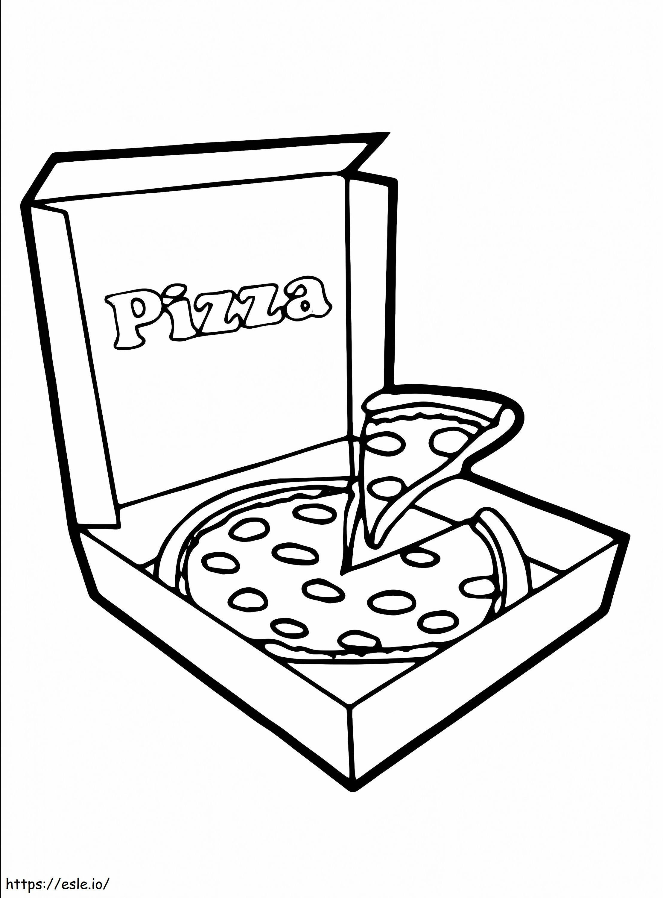 Coloriage Pizza dans une boîte à pizza à imprimer dessin