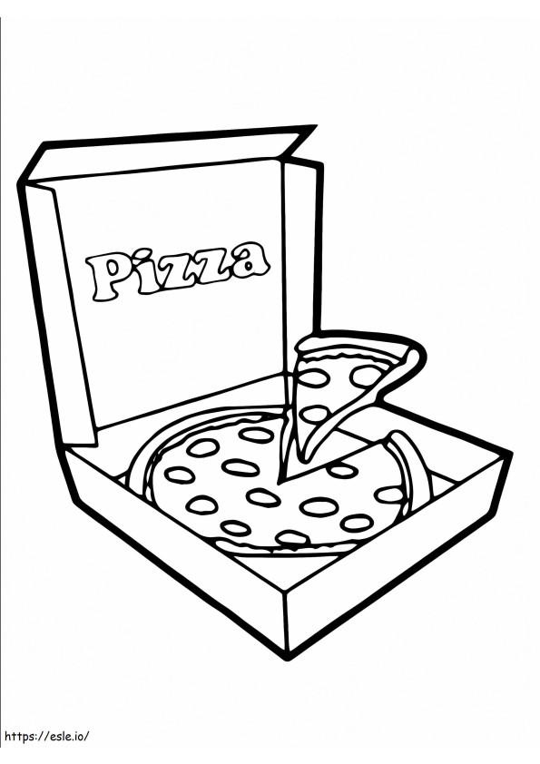 Coloriage Pizza dans une boîte à pizza à imprimer dessin