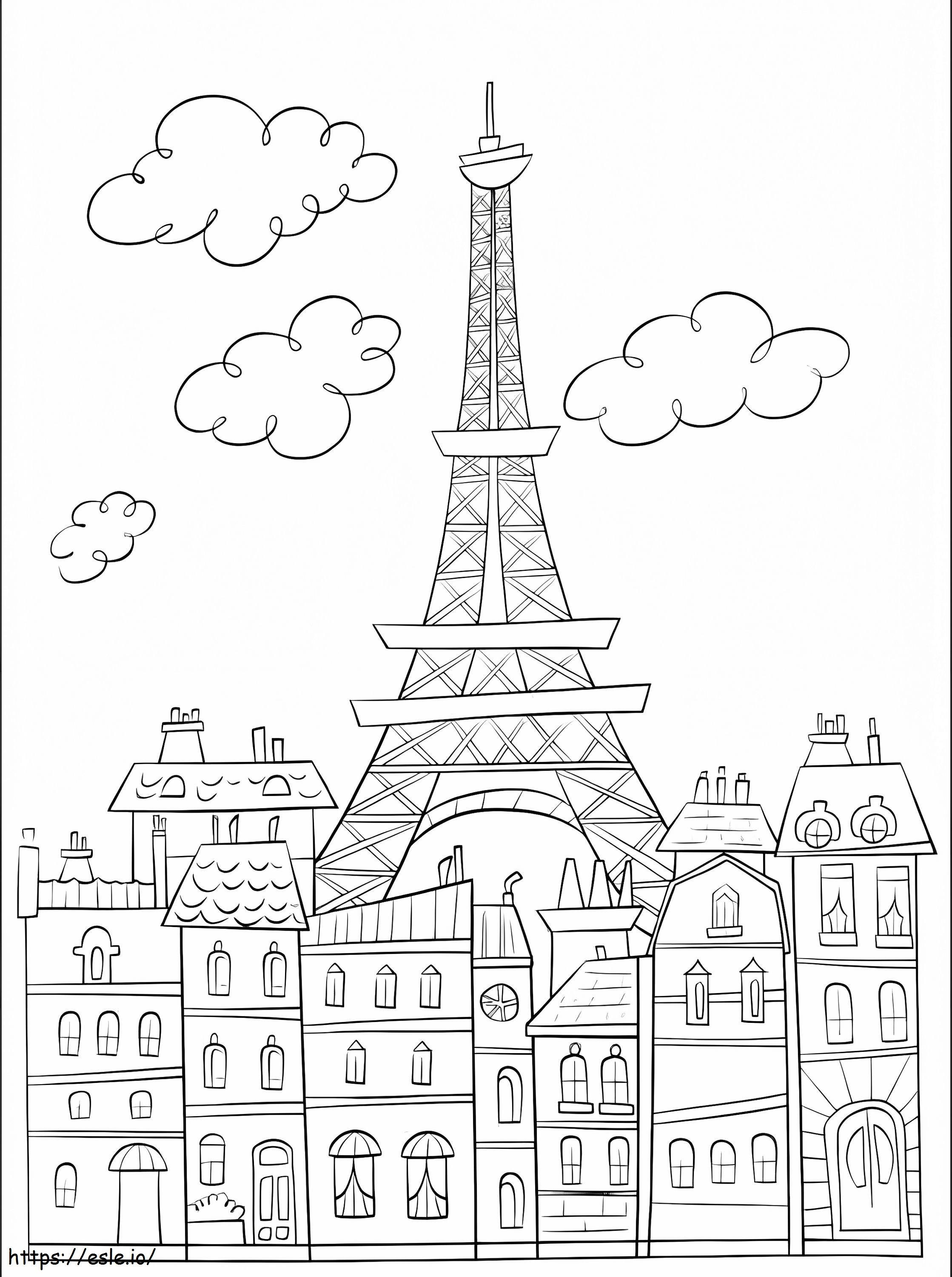 シンプルなパリの街 ぬりえ - 塗り絵