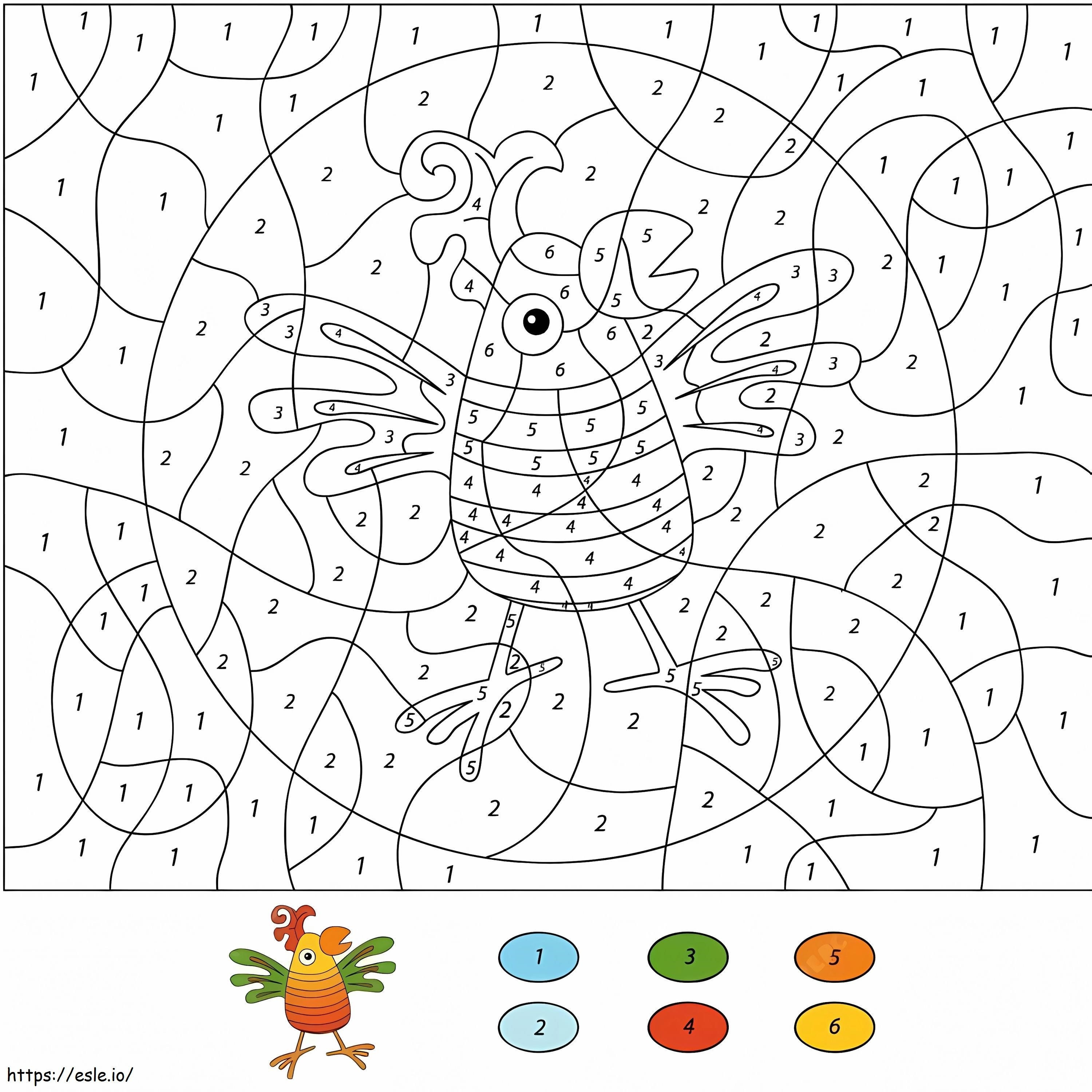 Papegaaikleur op nummer kleurplaat kleurplaat