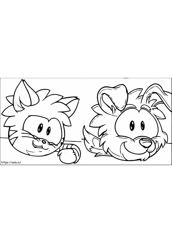 Puffle Cachorro E Gato para colorir