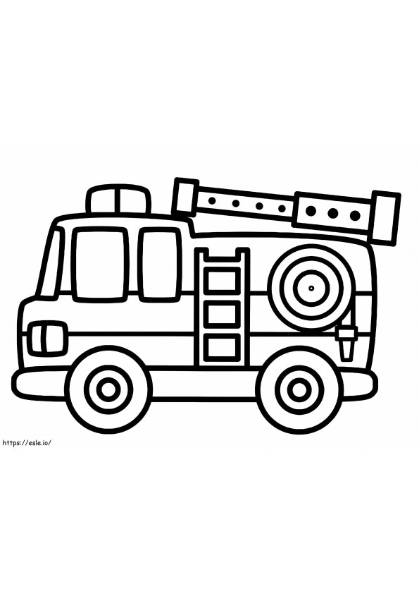 シンプルな消防車 2 ぬりえ - 塗り絵