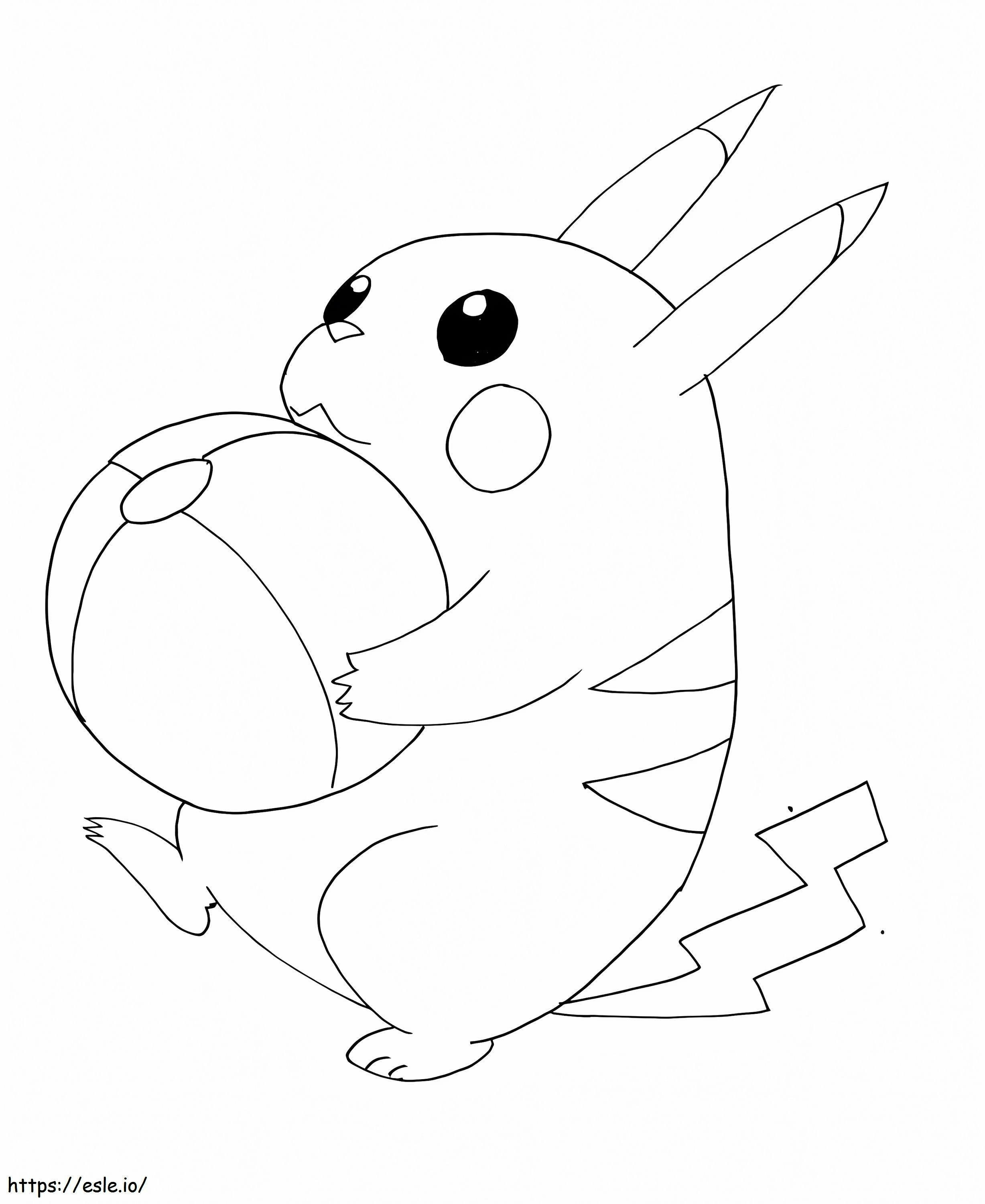 Pikachu com uma bola para colorir
