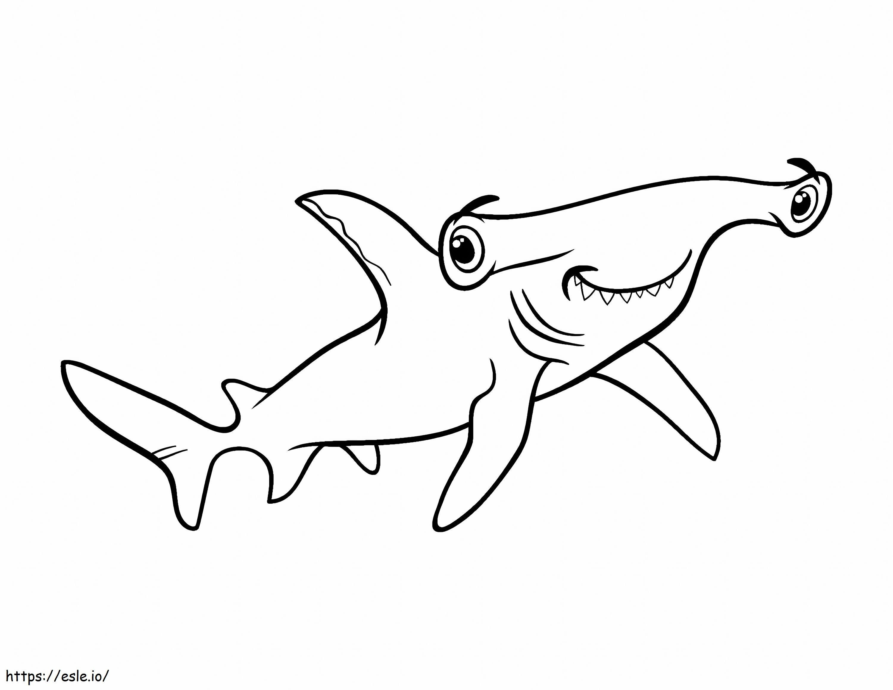 Tubarão-martelo sorridente para colorir