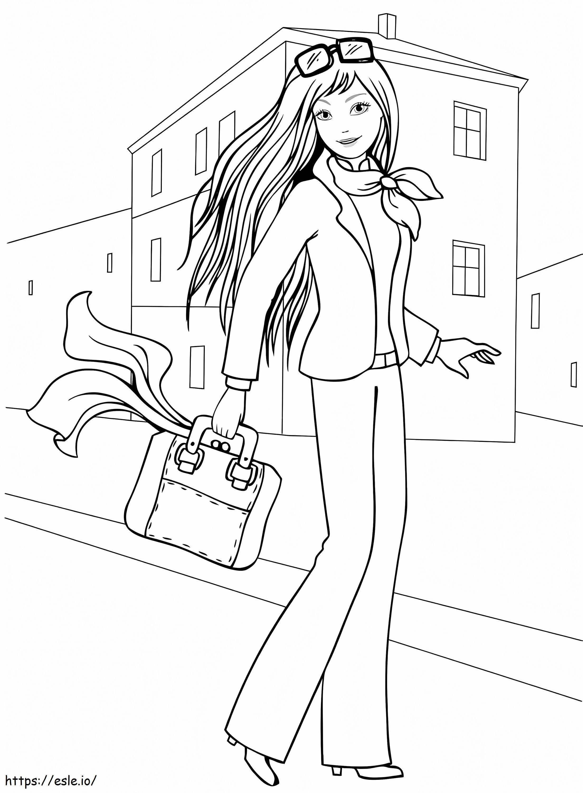 Girl With A Handbag coloring page